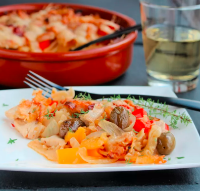 Savory Mediterranean Chicken & Pepper Casserole.